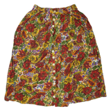 Womens Flare Skirt Red Midi Floral L