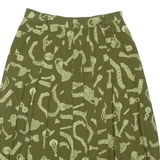 Womens Pleated Skirt Green Midi M
