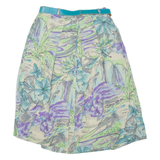 Belted Womens A-Line Skirt Blue Knee Length Floral S
