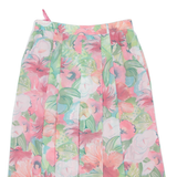 Womens Pleated Skirt Pink Midi Floral M