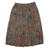 Womens Pleated Skirt Brown Midi Viscose M