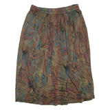 Womens Pleated Skirt Brown Midi Viscose M