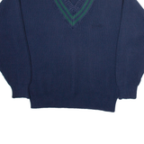 TOMMY HILFIGER Mens Jumper Blue V-Neck Tight Knit L