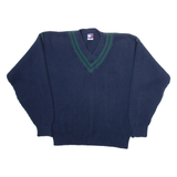 TOMMY HILFIGER Mens Jumper Blue V-Neck Tight Knit L