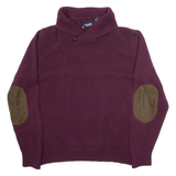 CHAPS Mens Jumper Maroon Button Neck Tight Knit XL