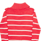 LAUREN RALPH LAUREN Womens Patterned Jumper Red Striped V-Neck Tight Knit L