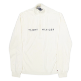 TOMMY HILFIGER Womens Jumper White 1/2 Zip Tight Knit XL