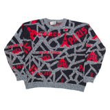 SWEET BABY JANE Womens Patterned Jumper Grey Crazy Pattern Tight Knit M