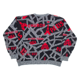 SWEET BABY JANE Womens Patterned Jumper Grey Crazy Pattern Tight Knit M