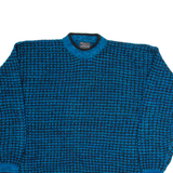 WILLOW BAY Mens Patterned Jumper Blue Check Tight Knit XL
