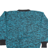 ANDREW ST JOHN Womens Jumper Blue Button Neck Tight Knit S