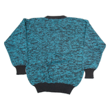 ANDREW ST JOHN Womens Jumper Blue Button Neck Tight Knit S