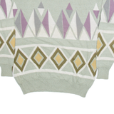 Womens Patterned Jumper Green Geometric Tight Knit M