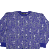 EGO Womens Patterned Jumper Purple Floral Tight Knit L