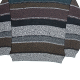 MICHAEL GERALD Mens Patterned Jumper Grey Colourblock Tight Knit L