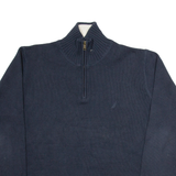 NAUTICA Mens Jumper Black 1/4 Zip Tight Knit L