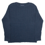 TOMMY HILFIGER Womens Jumper Blue Cable Knit XL