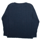 TOMMY HILFIGER Womens Jumper Blue Cable Knit XL