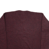 LACOSTE Womens Patterned Jumper Maroon Geometric V-Neck Tight Knit Wool XL