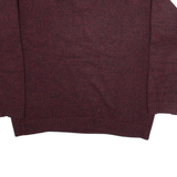 LACOSTE Womens Patterned Jumper Maroon Geometric V-Neck Tight Knit Wool XL