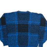 MICHAEL HERALD Mens Patterned Jumper Blue Check Tight Knit XL