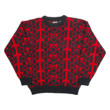 FABRIANO Womens Patterned Jumper Red Geometric Tight Knit S