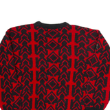 FABRIANO Womens Patterned Jumper Red Geometric Tight Knit S