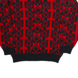 FABRIANO Womens Patterned Jumper Red Geometric Tight Knit S