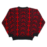 FABRIANO Womens Patterned Jumper Red Geometric Tight Knit S