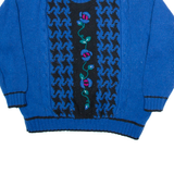 CYNTHIA Womens Patterned Jumper Blue Floral Tight Knit 2XL