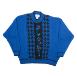 CYNTHIA Womens Patterned Jumper Blue Floral Tight Knit 2XL