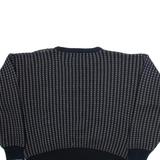 JULIO MATI Mens Patterned Jumper Black Geometric Tight Knit M