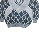 CHAMS Womens Patterned Jumper Black Diamond V-Neck Tight Knit XL