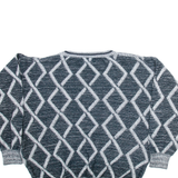 CHAMS Womens Patterned Jumper Black Diamond V-Neck Tight Knit XL