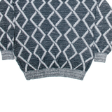 CHAMS Womens Patterned Jumper Black Diamond V-Neck Tight Knit XL