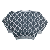 CHAMS Womens Patterned Jumper Black Diamond V-Neck Tight Knit XL