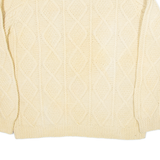 Womens Heavy Knit Jumper Beige Diamond Cable Knit M