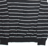 NAUTICA Womens Patterned Jumper Black Striped V-Neck Tight Knit M