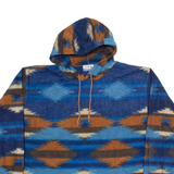 DENIM EXPRESS Hooded Mens Patterned Fleece Blue Colourblock V-Neck Tight Knit XL