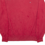 TOMMY HILFIGER Mens Jumper Red V-Neck Tight Knit XL