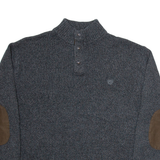 CHAPS Mens Jumper Grey Button Neck Tight Knit 2XL