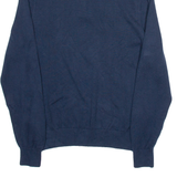 TOMMY HILFIGER Mens Patterned Jumper Blue Striped 1/4 Zip Tight Knit S