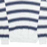 TOMMY HILFIGER Mens Patterned Jumper White Striped V-Neck Tight Knit M