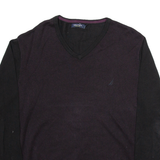 NAUTICA Womens Jumper Black V-Neck Tight Knit XL