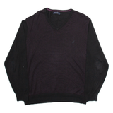 NAUTICA Womens Jumper Black V-Neck Tight Knit XL