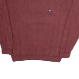 CHAPS RALPH LAUREN Mens Patterned Jumper Maroon Herringbone Tight Knit M