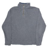 TOMMY HILFIGER Mens Jumper Grey 1/4 Zip Tight Knit M