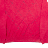 TOMMY HILFIGER Mens Patterned Jumper Red Argyle V-Neck Tight Knit L