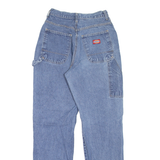 DICKIES Carpenter Workwear Womens Jeans Blue Slim Straight Stone Wash W24 L30