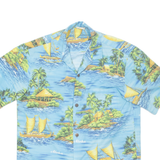 ROYAL CREATIONS Mens Hawaiian Shirt Blue Crazy Pattern M